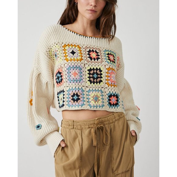 Free People Sweaters - NWT Free People Dahlia Crochet Pullover / Antique Pearl Combo